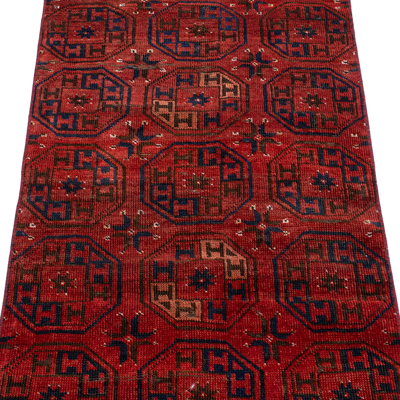 Vintage Afghan Hand-Knotted Runner - 2' 2" x 9'  (26" x 108") - K0093070