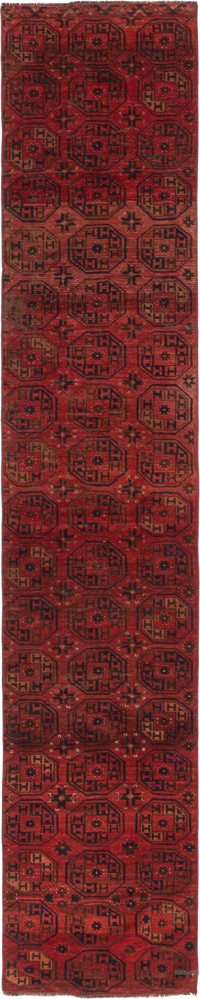 Vintage Afghan Hand-Knotted Runner - 2' 3" x 11' 3" (27" x 135")