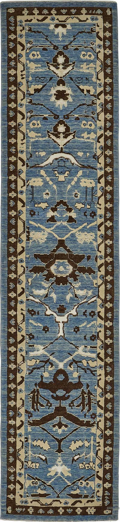 New Hand Knotted Oushak Inspired Runner