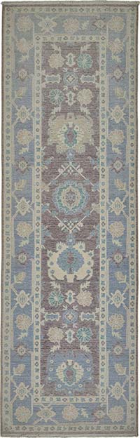 New Hand Knotted Oushak Inspired Runner