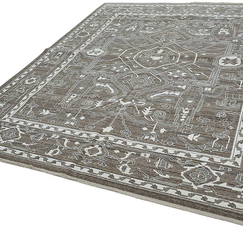 Alfombra Nueva Anudada a Mano de Inspiración Oushak - K0093352