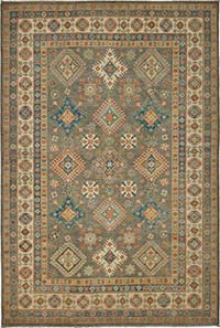 New Hand-Knotted Afghan Rug - 6' 1" x 8' 11" (73" x 107")