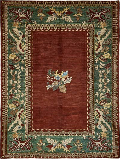 New Hand Knotted Oushak Inspired Rug