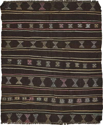 Vintage Anatolian Kilim Rug - 5' 7" x 6' 9" (67" x 81")