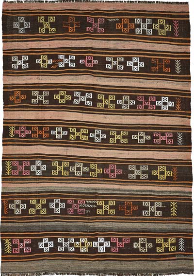 Vintage Anatolian Kilim Rug - 6' 1" x 8' 8" (73" x 104")