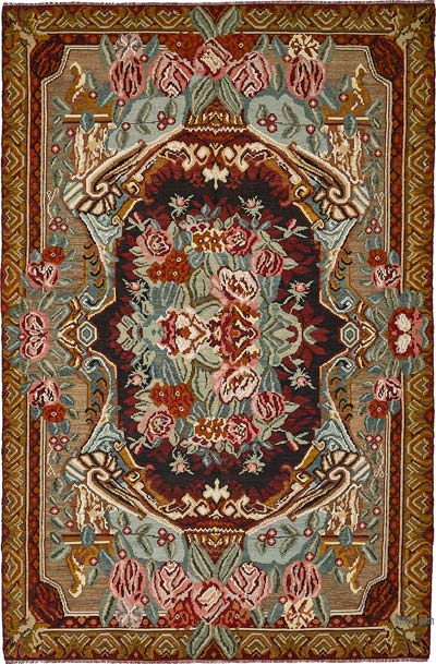 Vintage Handwoven Moldovan Kilim Rug - 6' 11" x 10' 4" (83" x 124")
