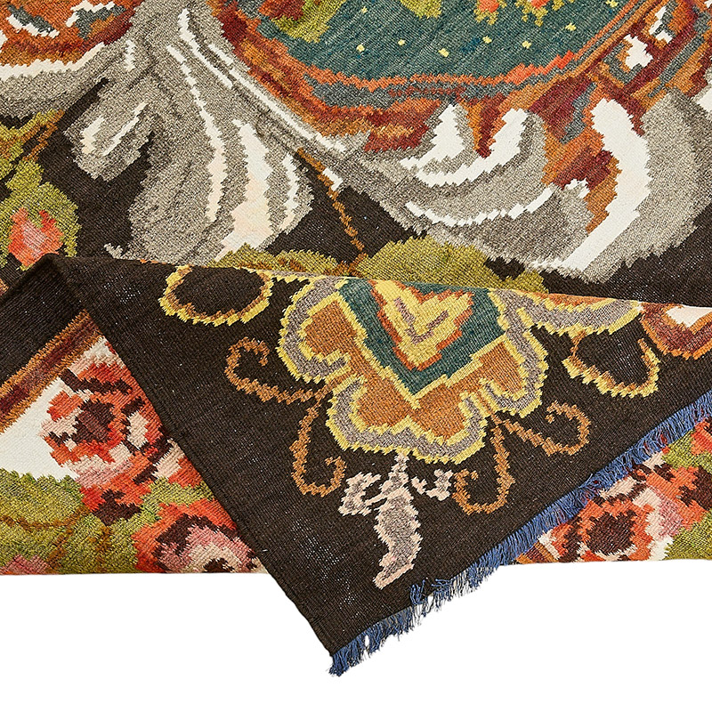 Vintage Handwoven Moldovan Kilim Rug - 7'  x 9' 11" (84" x 119") - K0093851