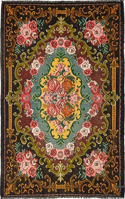 Vintage Handwoven Moldovan Kilim Rug - 6' 9" x 10' 10" (81" x 130")