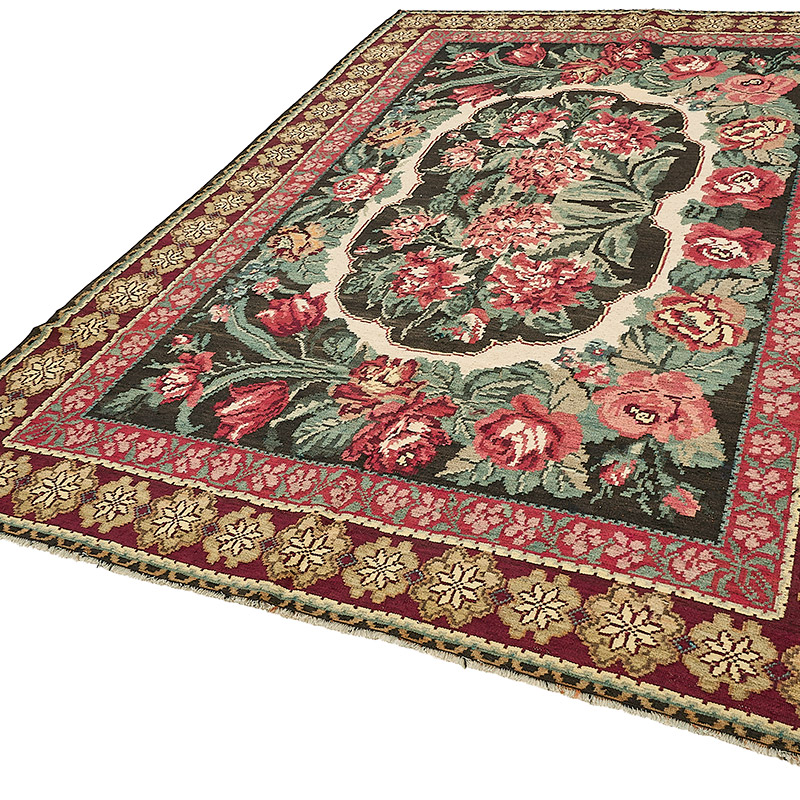 Vintage Handwoven Moldovan Kilim Rug - 7' 3" x 10' 8" (87" x 128") - K0093856
