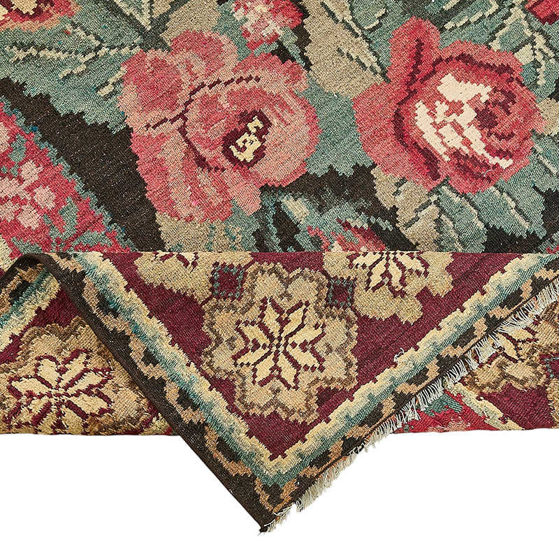 Vintage Handwoven Moldovan Kilim Rug - 7' 3" x 10' 8" (87" x 128") - K0093856