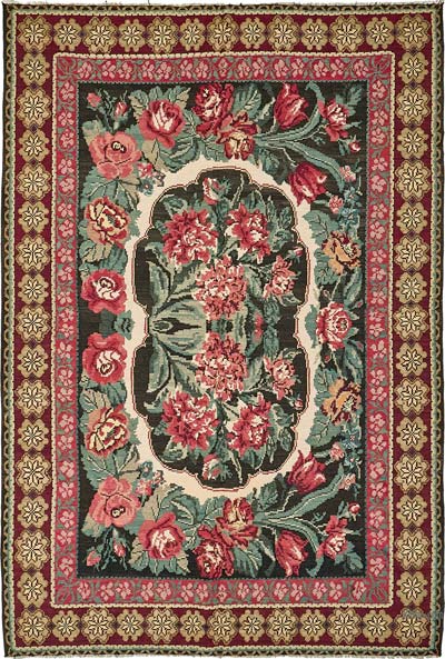 Vintage Handwoven Moldovan Kilim Rug - 7' 3" x 10' 8" (87" x 128")