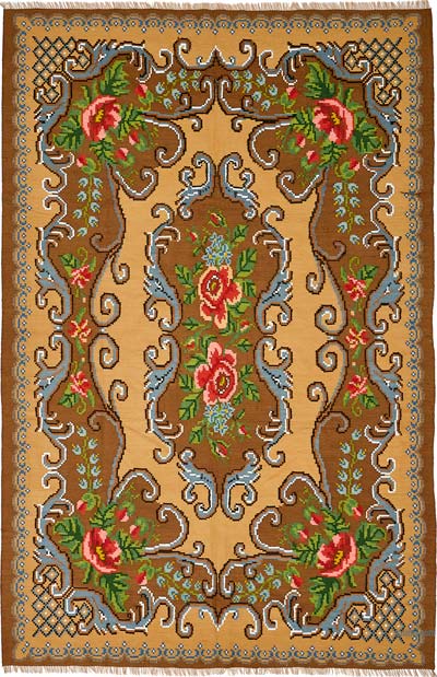 Vintage Handwoven Moldovan Kilim Rug - 5' 10" x 9' 1" (70" x 109")