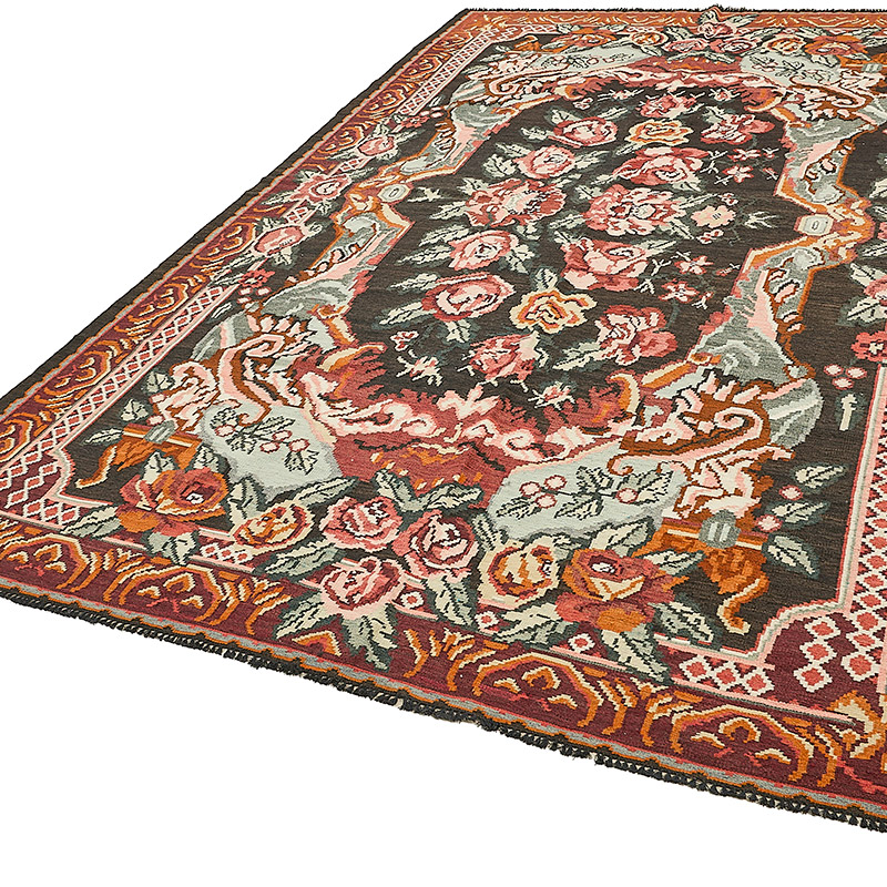 Vintage Handwoven Moldovan Kilim Rug - 7' 3" x 11' 3" (87" x 135") - K0093858
