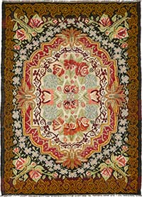 Vintage Handwoven Moldovan Kilim Rug - 7' 3" x 9' 9" (87" x 117")