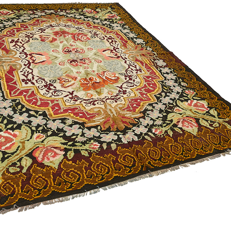Vintage Handwoven Moldovan Kilim Rug - 7' 3" x 9' 9" (87" x 117") - K0093864