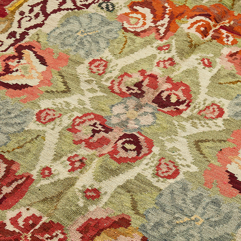 Vintage Handwoven Moldovan Kilim Rug - 7' 3" x 9' 9" (87" x 117") - K0093864