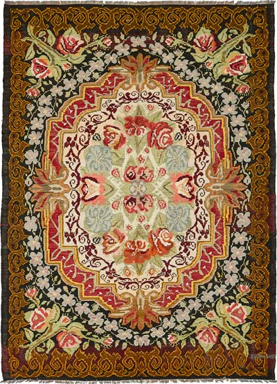Vintage Handwoven Moldovan Kilim Rug - 7' 3" x 9' 9" (87" x 117")