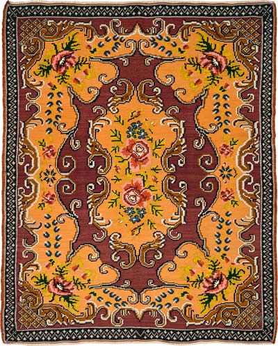 Vintage Handwoven Moldovan Kilim Rug - 6'  x 7' 7" (72" x 91")