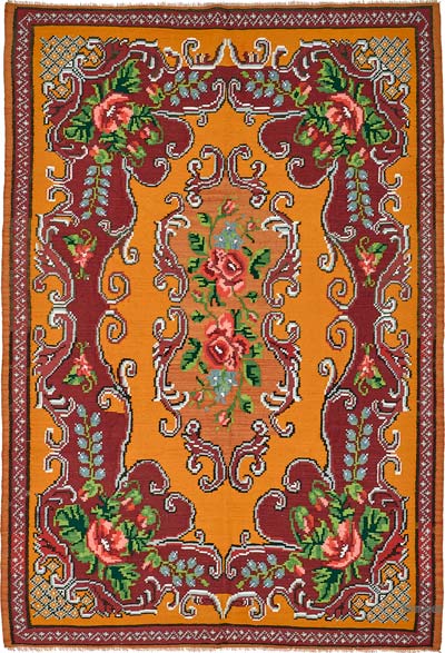 Vintage Handwoven Moldovan Kilim Rug - 6' 1" x 9'  (73" x 108")