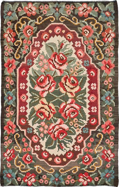 Vintage Handwoven Moldovan Kilim Rug - 5' 7" x 8' 8" (67" x 104")