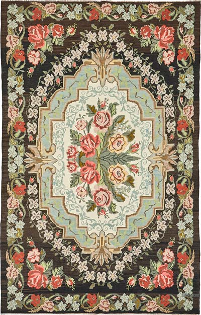 Vintage Handwoven Moldovan Kilim Rug - 6' 7" x 10' 4" (79" x 124")
