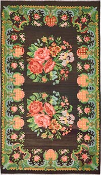 Vintage Handwoven Moldovan Kilim Rug - 5' 7" x 9' 7" (67" x 115")
