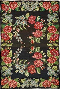 Vintage Handwoven Moldovan Kilim Rug - 6' 4" x 9' 1" (76" x 109")