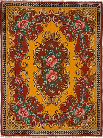Vintage Handwoven Moldovan Kilim Rug - 5' 9" x 7' 7" (69" x 91")