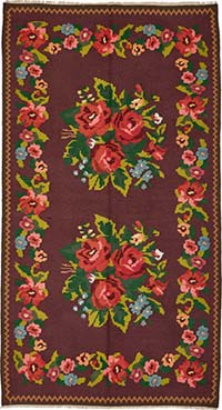 Vintage Handwoven Moldovan Kilim Rug - 5'  x 9' 2" (60" x 110")