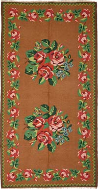 Vintage Handwoven Moldovan Kilim Rug - 4' 11" x 9' 6" (59" x 114")