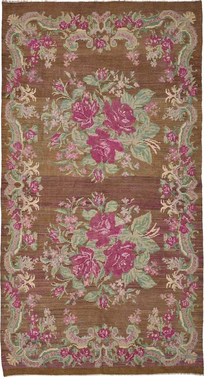 Vintage Handwoven Moldovan Kilim Rug - 6' 1" x 11' 2" (73" x 134")