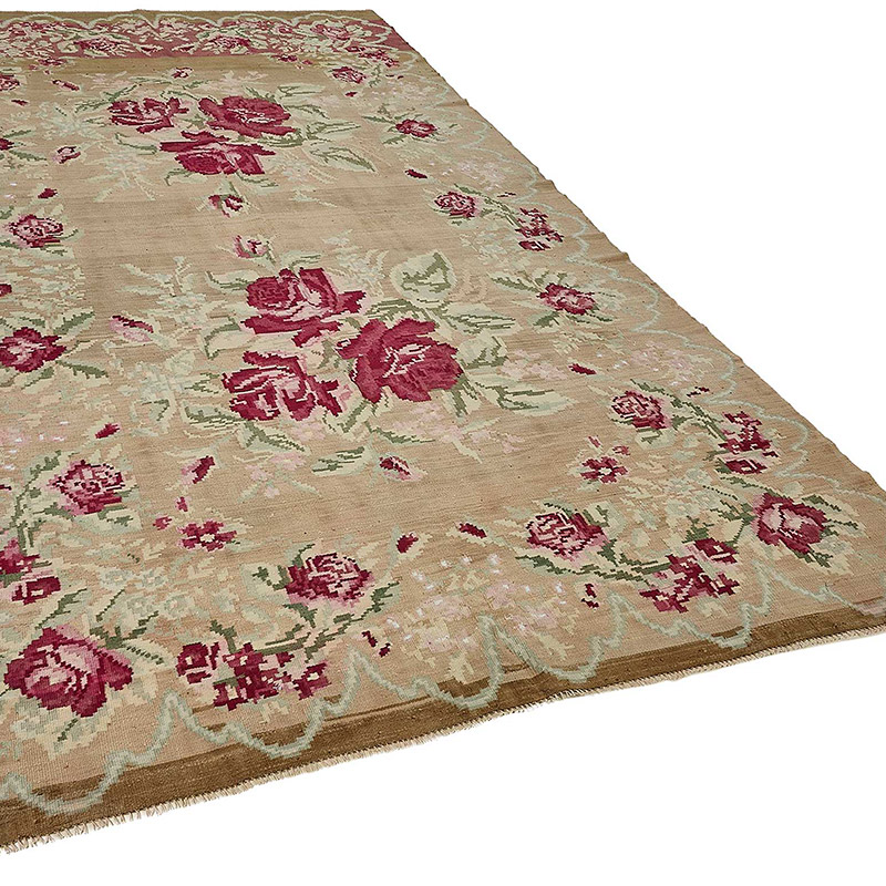 Vintage Handwoven Moldovan Kilim Rug - 6' 2" x 11' 5" (74" x 137") - K0093888