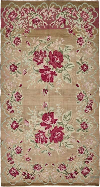 Vintage Handwoven Moldovan Kilim Rug - 6' 2" x 11' 5" (74" x 137")