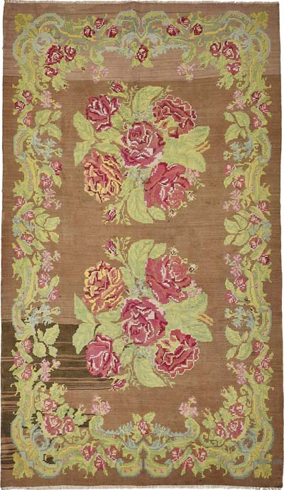Vintage Handwoven Moldovan Kilim Rug - 6' 6" x 11'  (78" x 132")