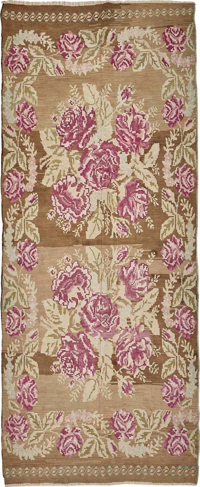 Vintage Handwoven Moldovan Kilim Rug - 5' 1" x 12' 6" (61" x 150")