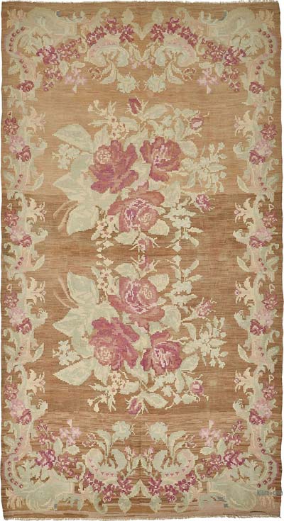Vintage Handwoven Moldovan Kilim Rug - 6' 2" x 11' 3" (74" x 135")