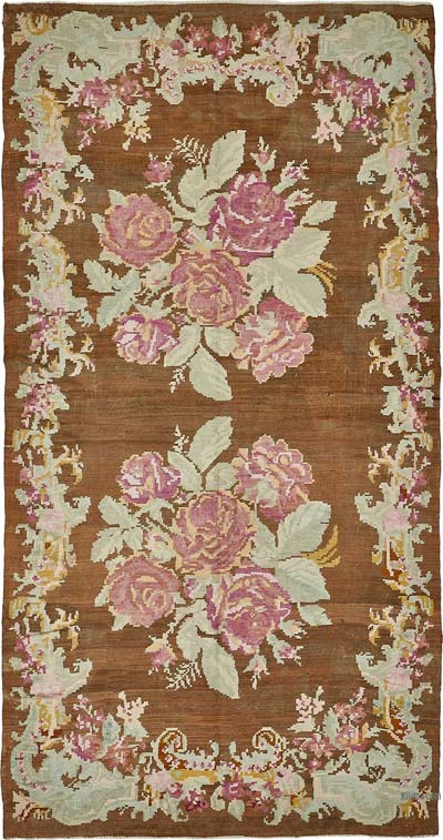 Vintage Handwoven Moldovan Kilim Rug - 6'  x 11'  (72" x 132")