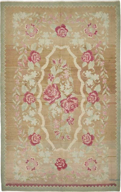 Vintage Handwoven Moldovan Kilim Rug - 5' 7" x 8' 10" (67" x 106")