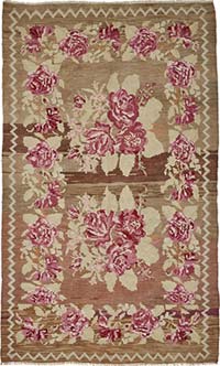 Vintage Handwoven Moldovan Kilim Rug - 5' 6" x 9' 2" (66" x 110")