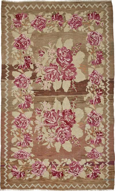 Vintage Handwoven Moldovan Kilim Rug - 5' 6" x 9' 2" (66" x 110")