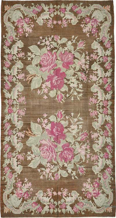 Vintage Handwoven Moldovan Kilim Rug - 5' 6" x 10' 5" (66" x 125")