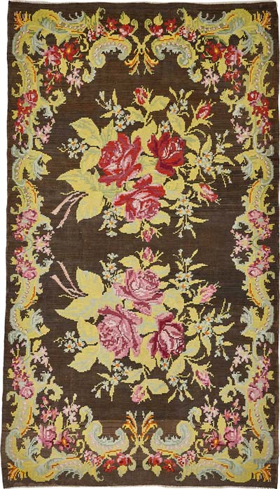Vintage Handwoven Moldovan Kilim Rug - 6' 1" x 10' 11" (73" x 131")