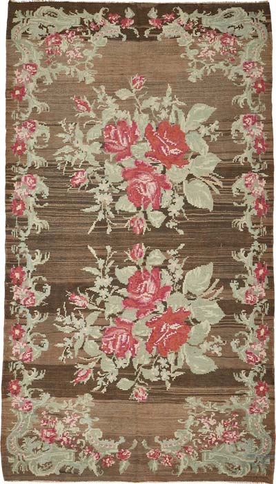 Vintage Handwoven Moldovan Kilim Rug - 5' 10" x 10' 4" (70" x 124")