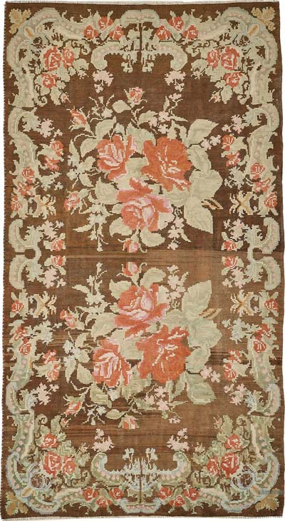 Vintage Handwoven Moldovan Kilim Rug - 6' 1" x 10' 10" (73" x 130")