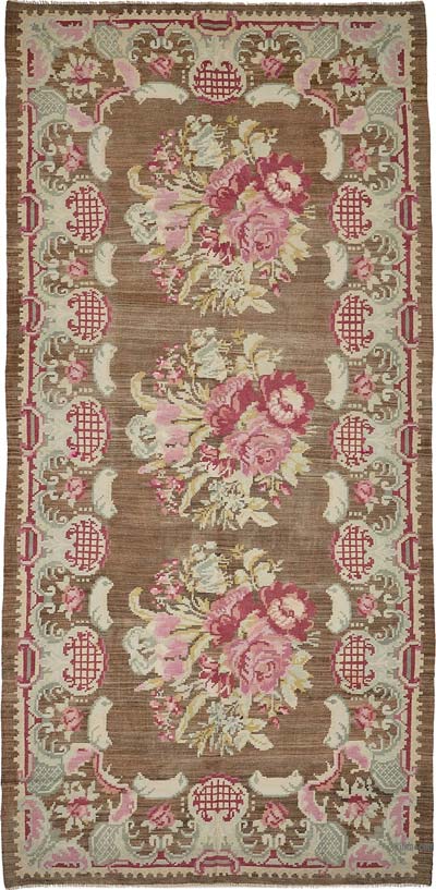 Vintage Handwoven Moldovan Kilim Rug - 5' 10" x 11' 9" (70" x 141")
