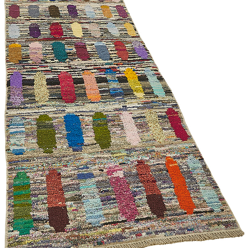 New Contemporary Hand-Knotted Runner - 3' 1" x 9'  (37" x 108") - K0093973