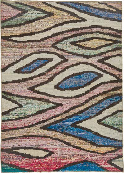 New Contemporary Hand-Knotted Rug - 8' 2" x 11' 4" (98" x 136")