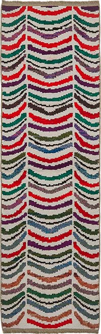 New Contemporary Hand-Knotted Runner - 2' 10" x 9' 7" (34" x 115")