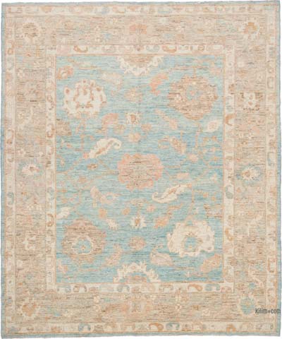 New Hand Knotted Oushak Inspired Rug