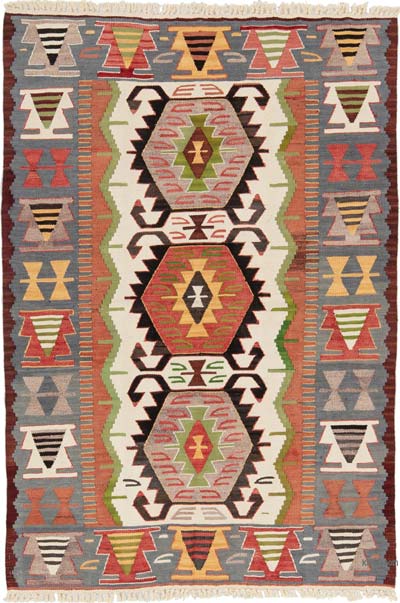 New Turkish Handwoven Kilim Rug - 3' 11" x 5' 9" (47" x 69")